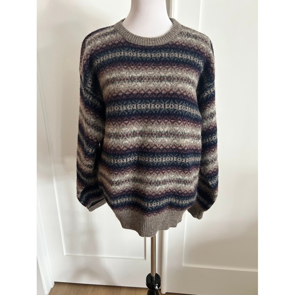 Vintage 1980's Woodstock Bernard Int'l Shetland Wool Fair Isle Sweater Men L